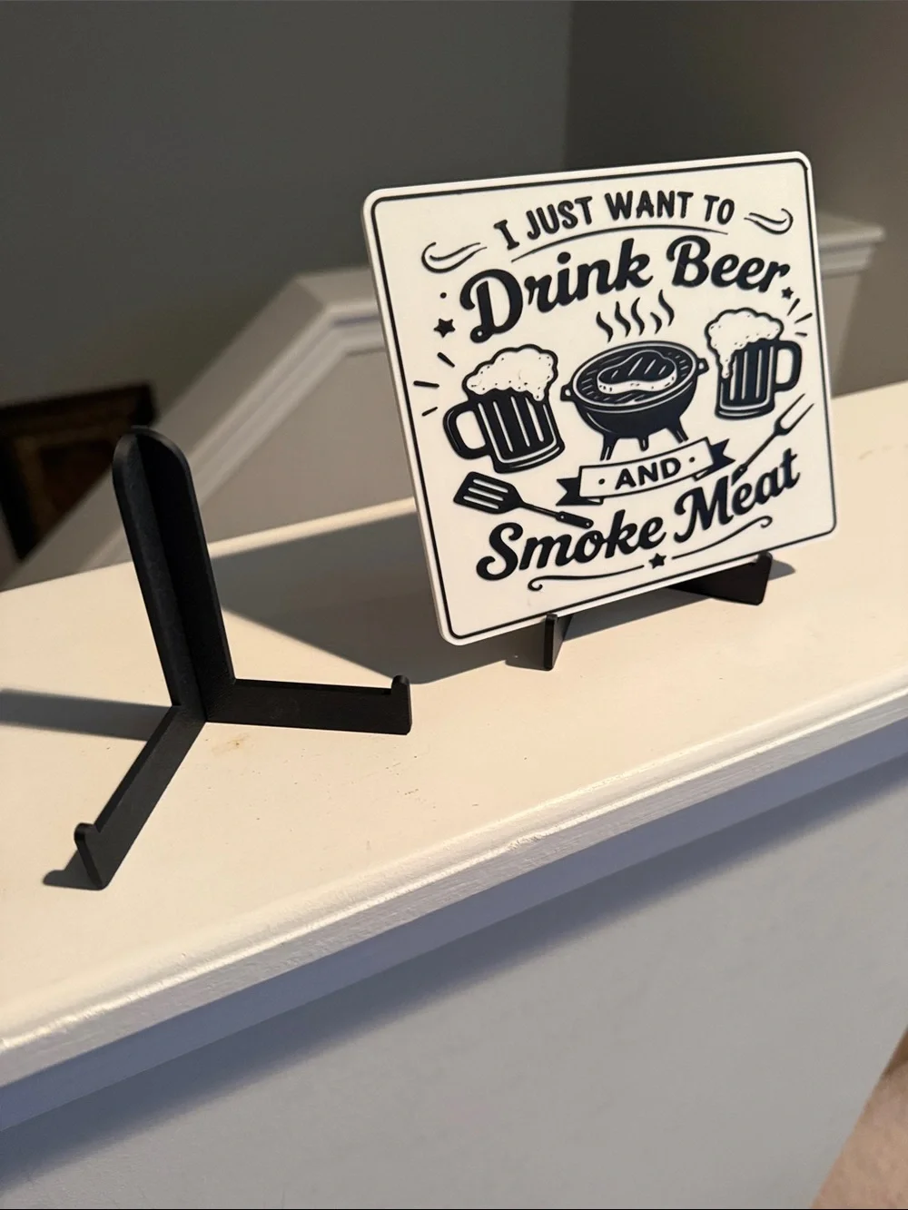 Drink Beer and Smoke Meat Decorative Kitchen Sign - Black and White